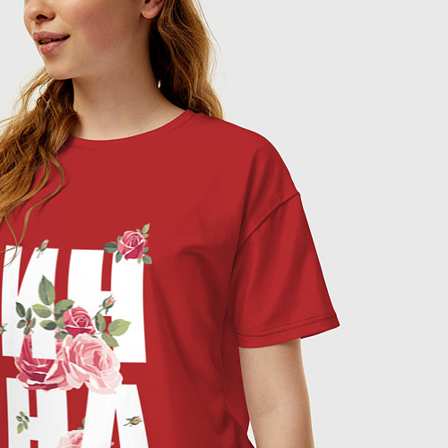 Женская футболка оверсайз Инна / Красный – фото 3