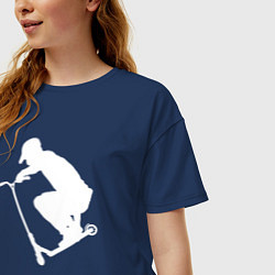Футболка оверсайз женская Самокат трюк фристайл экстрим, цвет: тёмно-синий — фото 2