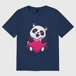 Футболка оверсайз женская Панда love, цвет: тёмно-синий