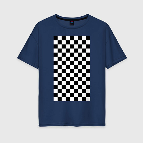 Женская футболка оверсайз Шахматный пол / Тёмно-синий – фото 1