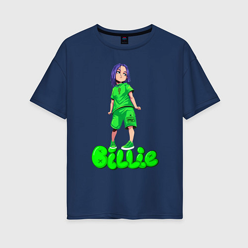 Женская футболка оверсайз Билли айлиш / Тёмно-синий – фото 1