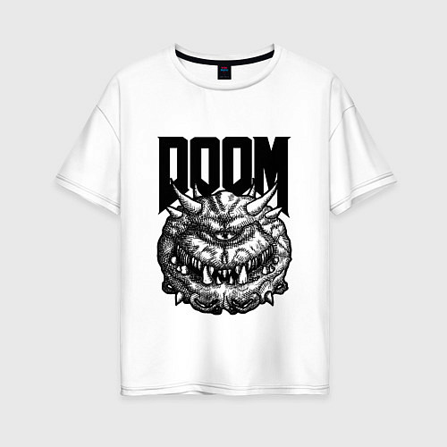 Женская футболка оверсайз КАКОДЕМОН DOOM Z / Белый – фото 1