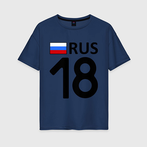 Женская футболка оверсайз RUS 18 / Тёмно-синий – фото 1