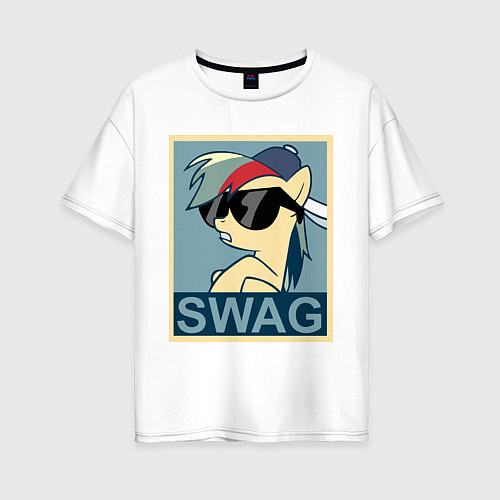 Женская футболка оверсайз Rainbow Dash swag / Белый – фото 1