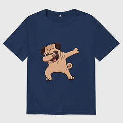 Футболка оверсайз женская Мопс ДАБ, цвет: тёмно-синий