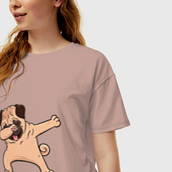 Футболка оверсайз женская Мопс ДАБ, цвет: пыльно-розовый — фото 2