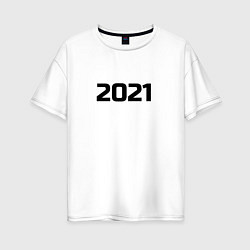 Футболка оверсайз женская 2021 - новый год, цвет: белый