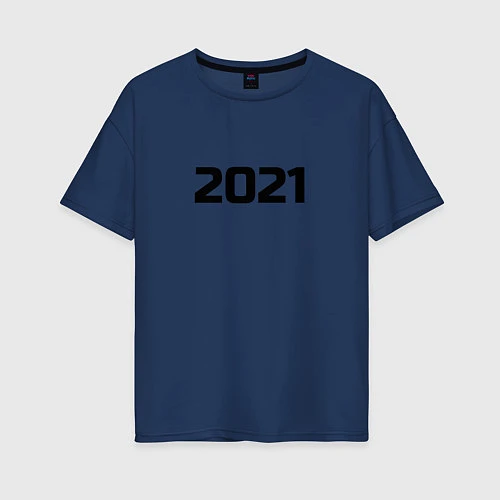 Женская футболка оверсайз 2021 - новый год / Тёмно-синий – фото 1