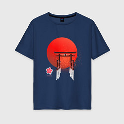 Футболка оверсайз женская Япония, цвет: тёмно-синий