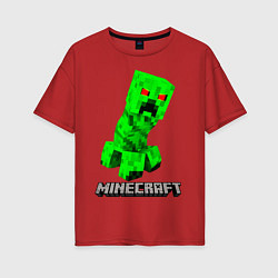 Футболка оверсайз женская MINECRAFT CREEPER, цвет: красный