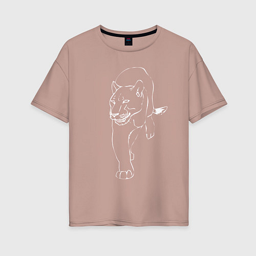 Женская футболка оверсайз Пантера / Пыльно-розовый – фото 1