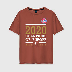 Футболка оверсайз женская FC Bayern Munchen Champions of Europe 2020, цвет: кирпичный