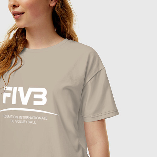 Женская футболка оверсайз FIVB ВОЛЕЙБОЛ / Миндальный – фото 3
