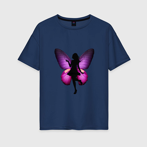 Женская футболка оверсайз Фея / Тёмно-синий – фото 1
