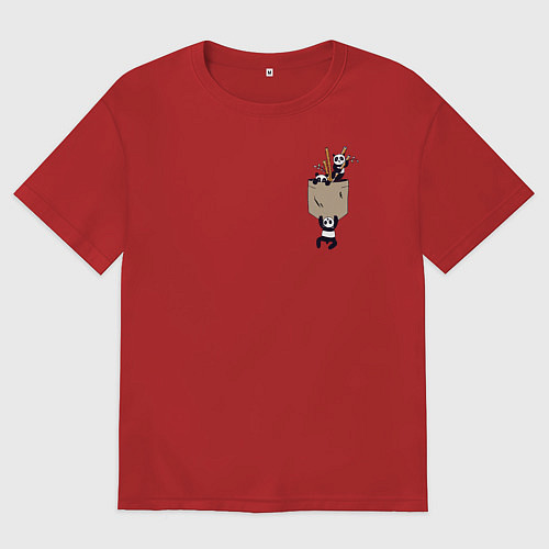 Женская футболка оверсайз Панды / Красный – фото 1