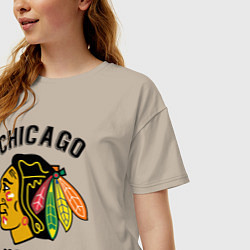 Футболка оверсайз женская CHICAGO BLACKHAWKS NHL, цвет: миндальный — фото 2