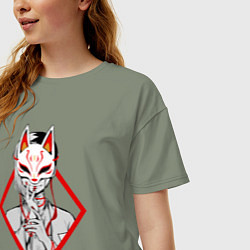 Футболка оверсайз женская Женщина в маске, цвет: авокадо — фото 2