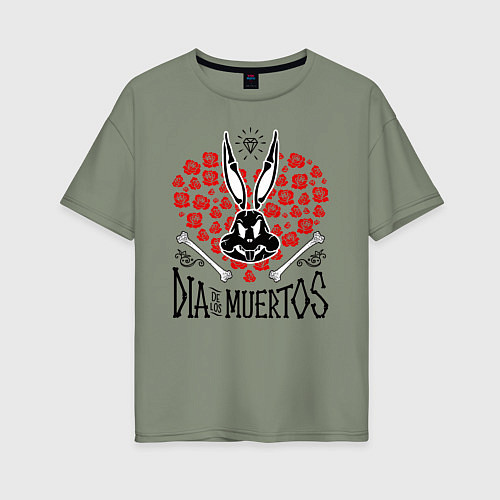 Женская футболка оверсайз Dia De Los Muertos / Авокадо – фото 1