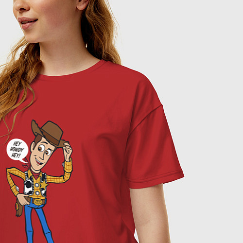 Женская футболка оверсайз Woody / Красный – фото 3