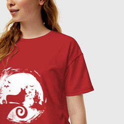 Футболка оверсайз женская Полнолуние Корги, цвет: красный — фото 2
