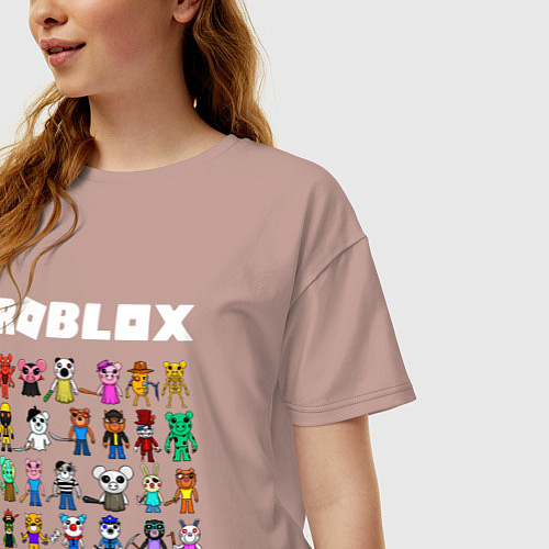 Женская футболка оверсайз ROBLOX PIGGY / Пыльно-розовый – фото 3