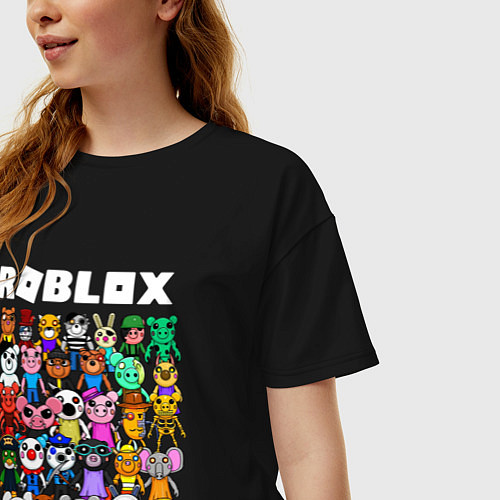 Женская футболка оверсайз ROBLOX PIGGY / Черный – фото 3