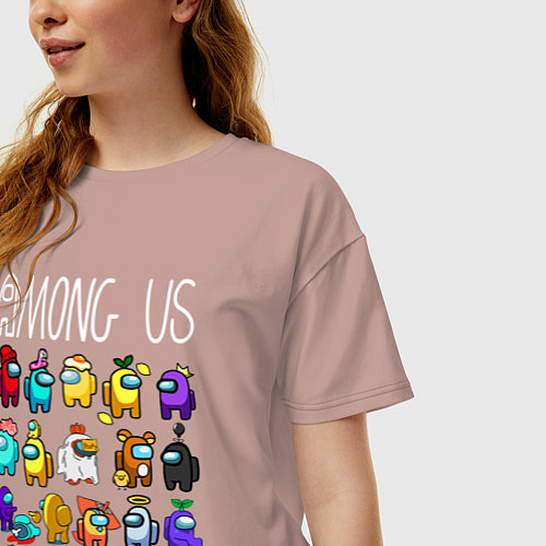Женская футболка оверсайз AMONG US / Пыльно-розовый – фото 3