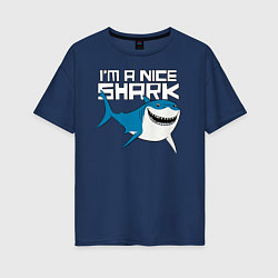Футболка оверсайз женская Im A Nice Shark, цвет: тёмно-синий