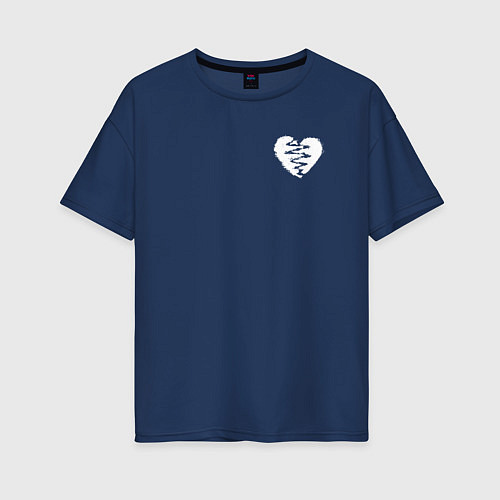 Женская футболка оверсайз Сердце / Тёмно-синий – фото 1
