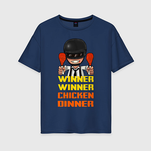 Женская футболка оверсайз PUBG Winner Chicken Dinner / Тёмно-синий – фото 1