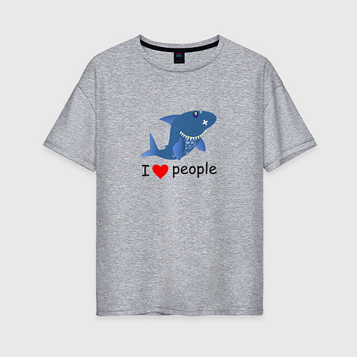 Женская футболка оверсайз Добрая акула / Меланж – фото 1