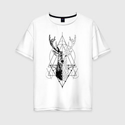 Женская футболка оверсайз Polygonal deer