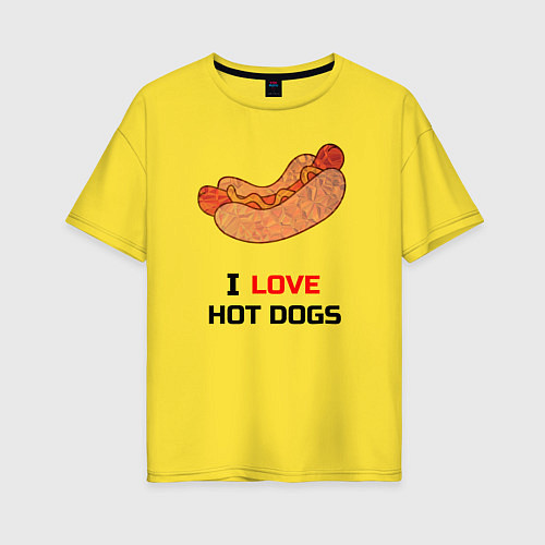 Женская футболка оверсайз Love HOT DOGS / Желтый – фото 1