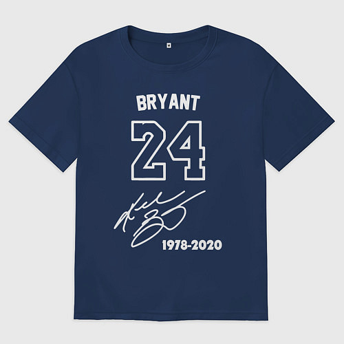 Женская футболка оверсайз КОБИ БРАЙАНТ АВТОГРАФ / Тёмно-синий – фото 1