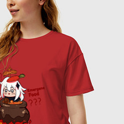 Футболка оверсайз женская Genshin Impact Paimon food, цвет: красный — фото 2