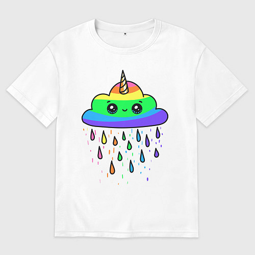 Женская футболка оверсайз Радужная тучка / Белый – фото 1