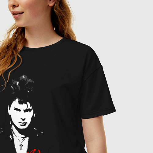 Женская футболка оверсайз Клинских - Сектор Газа / Черный – фото 3