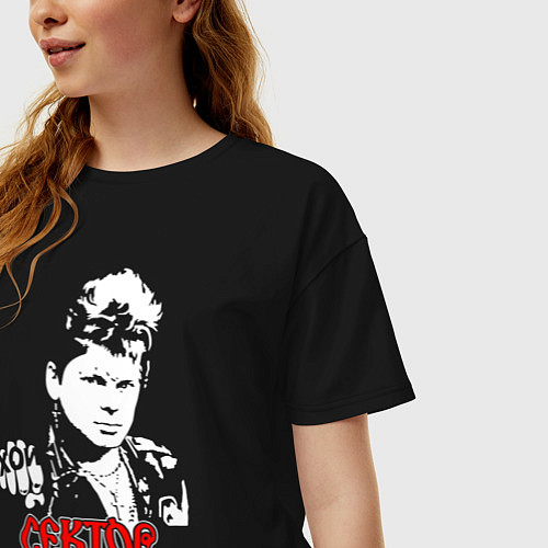 Женская футболка оверсайз Сектор Газа Юрий Клинских / Черный – фото 3