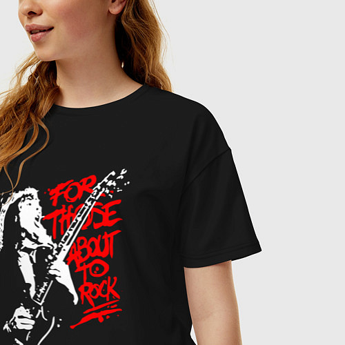 Женская футболка оверсайз ACDC / Черный – фото 3