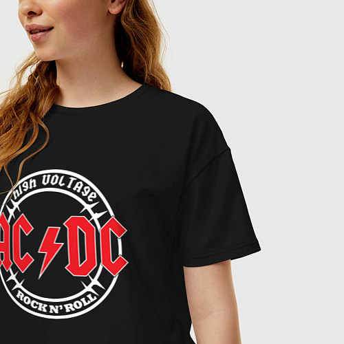 Женская футболка оверсайз ACDC / Черный – фото 3