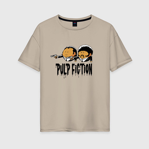 Женская футболка оверсайз Pulp fiction / Миндальный – фото 1