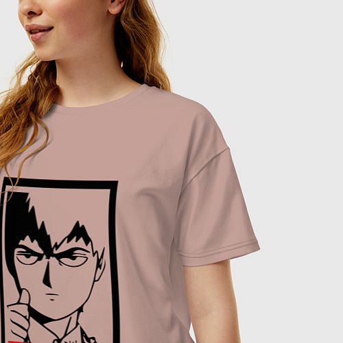 Женская футболка оверсайз Mob psycho 100 Z / Пыльно-розовый – фото 3