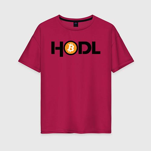 Женская футболка оверсайз HODL Bitcoin / Маджента – фото 1