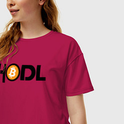 Футболка оверсайз женская HODL Bitcoin, цвет: маджента — фото 2