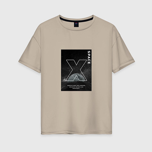 Женская футболка оверсайз Space X / Миндальный – фото 1