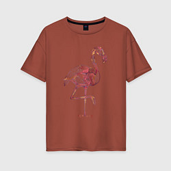 Футболка оверсайз женская Узорчатый фламинго, цвет: кирпичный