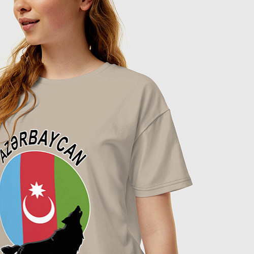 Женская футболка оверсайз Азербайджан / Миндальный – фото 3