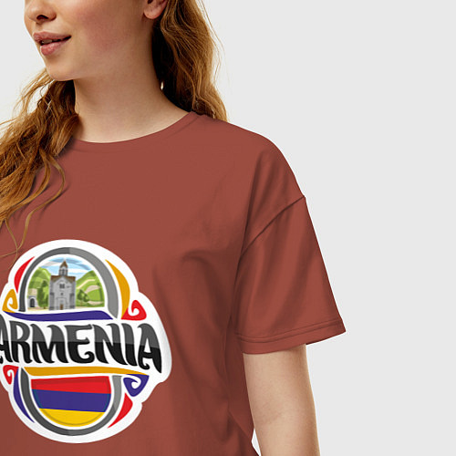 Женская футболка оверсайз Армения / Кирпичный – фото 3