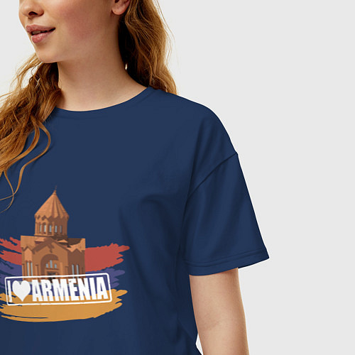 Женская футболка оверсайз Армения / Тёмно-синий – фото 3