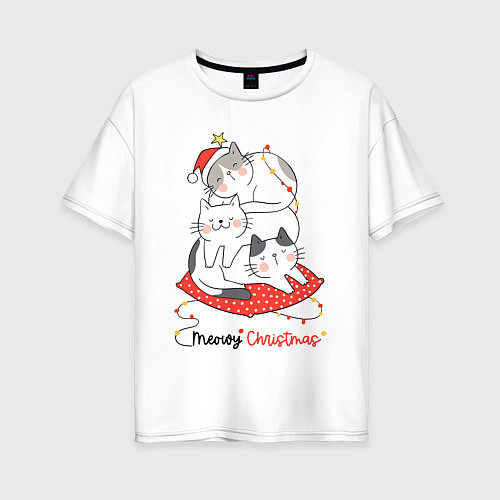 Женская футболка оверсайз Merry Christmas / Белый – фото 1